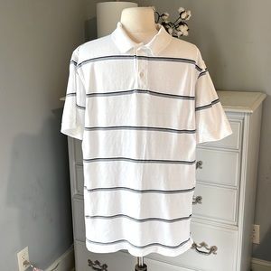 Old Navy White Cotton Polo Striped Short Sleeve Mens Small